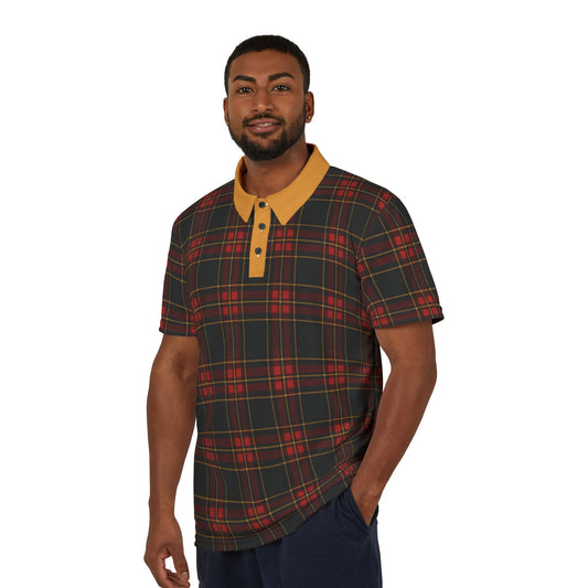 "Kilmor Gallóglach Tartan", Unisex Polo Shirt (Gallóglach Yellow Collar)