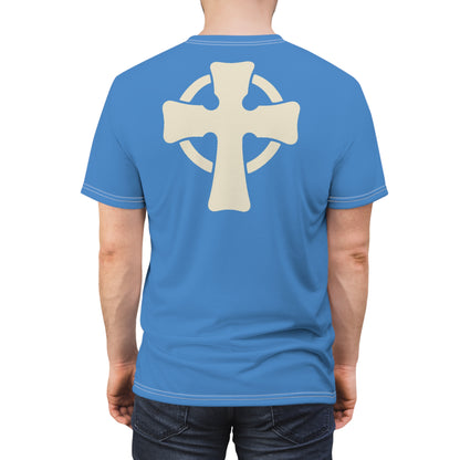 "Retro Jesus", Unisex T-shirt (Pop Cyan-Atlantic)