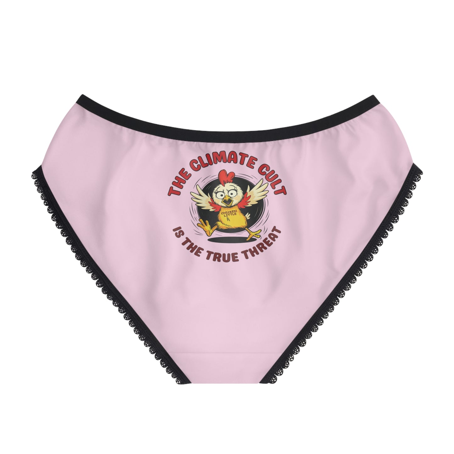 "The Climate Cult" (Chicken Little), Women's Briefs (Lace Pink)