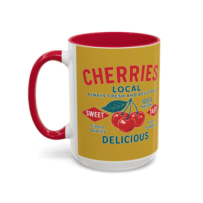 "Delicious Cherries", Colorful Mugs (11oz, 15oz) (Forgelight Gold)