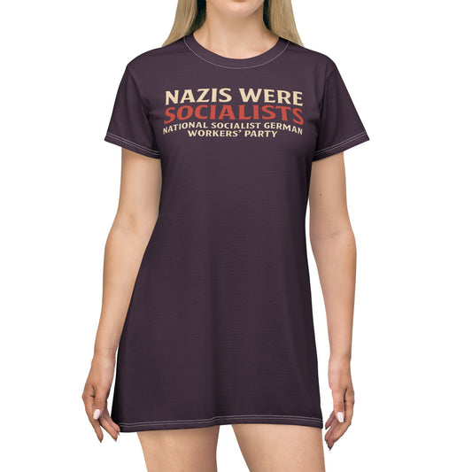 "Nazis were Socialists", T-Shirt Dress (Synallactida Purple)