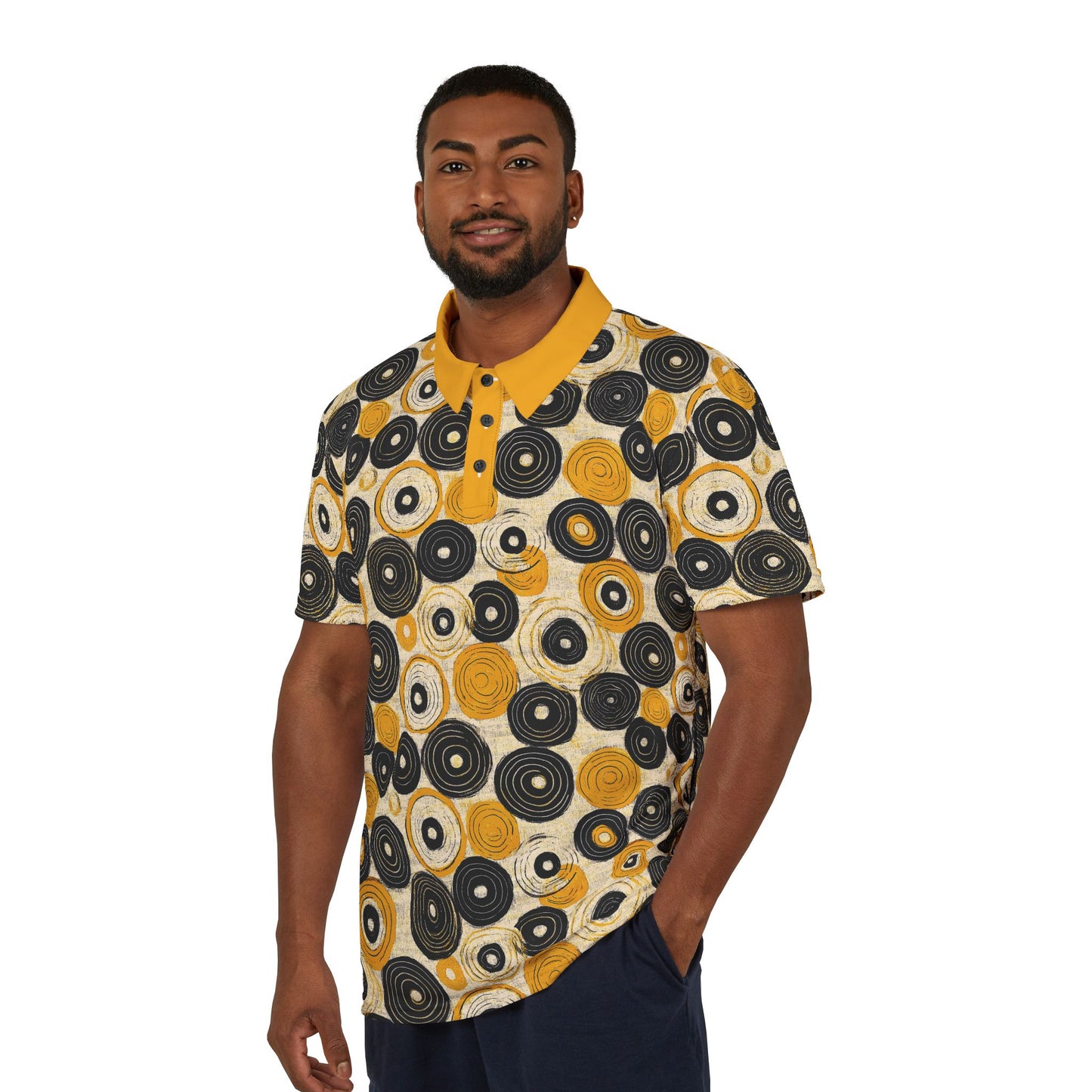 "Old 45's", Unisex Polo Shirt (Cyber Yellow Collar)