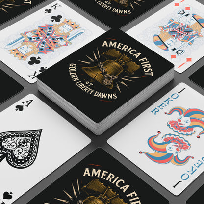 "America First - Golden Liberty Dawns - 47", Cultural Political Playing Cards (Void Black)