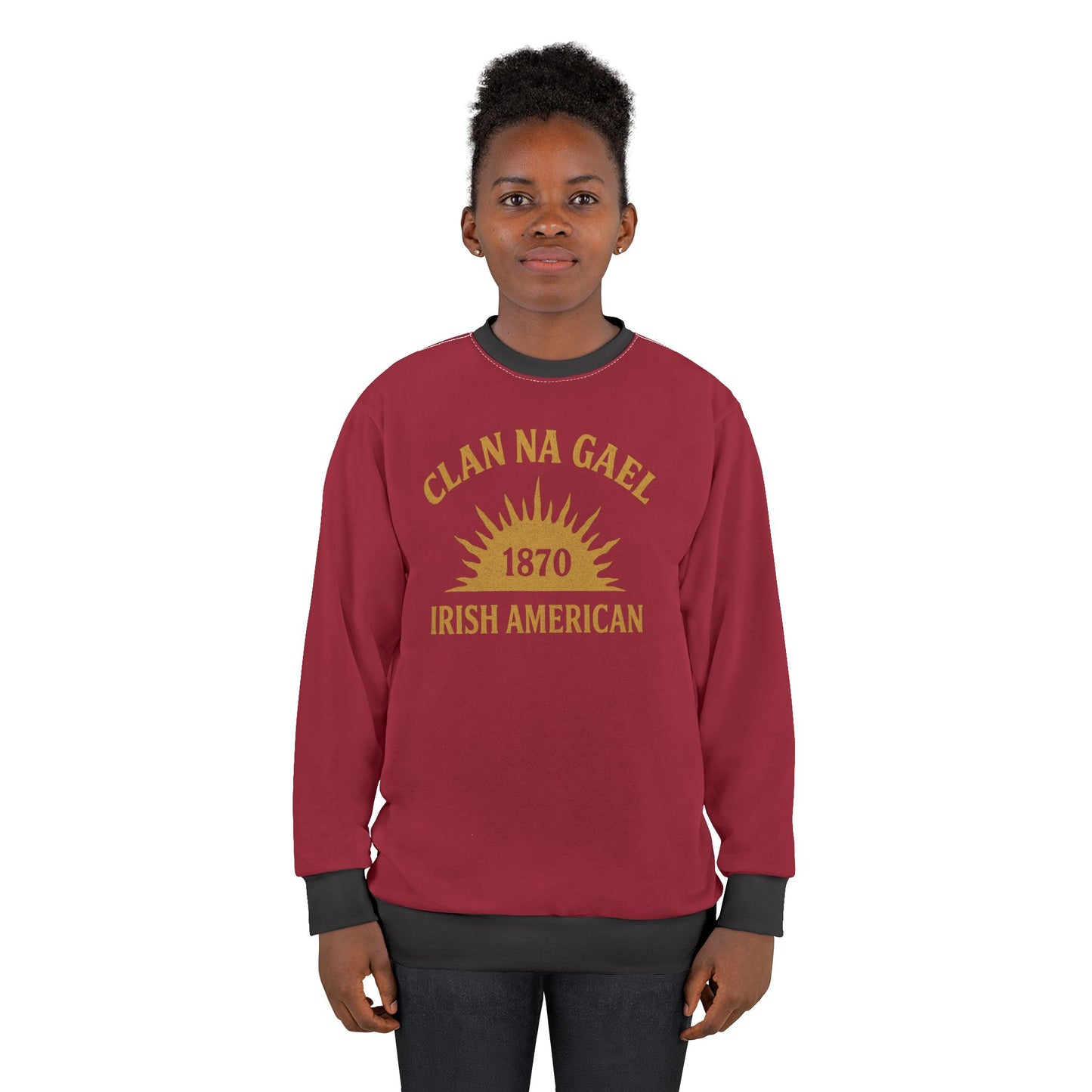 "Clan na Gael - Irish American", Unisex Sweatshirt (Fénechas Red)