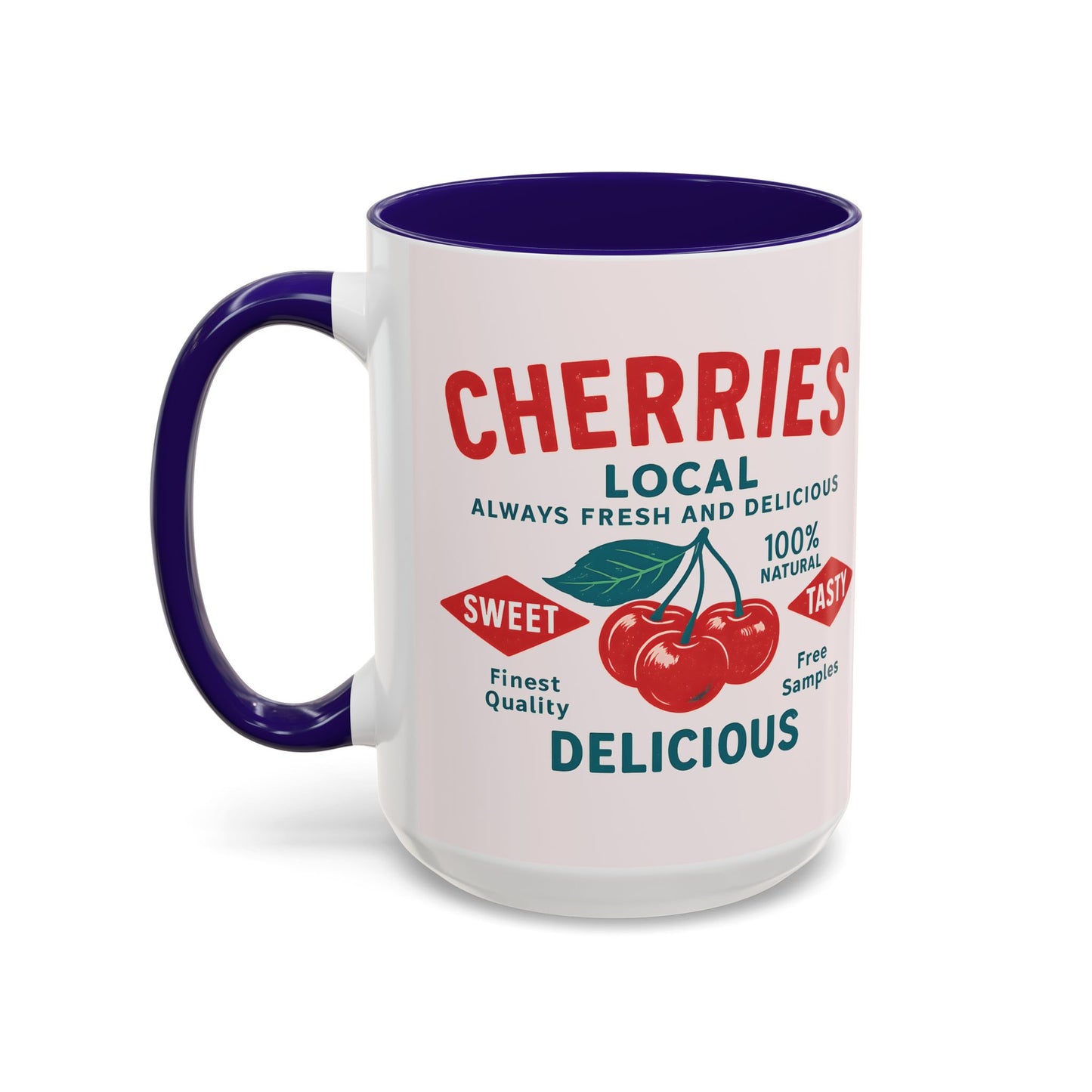 "Delicious Cherries", Colorful Mugs (11oz, 15oz) (Sea Salt Sherbet)