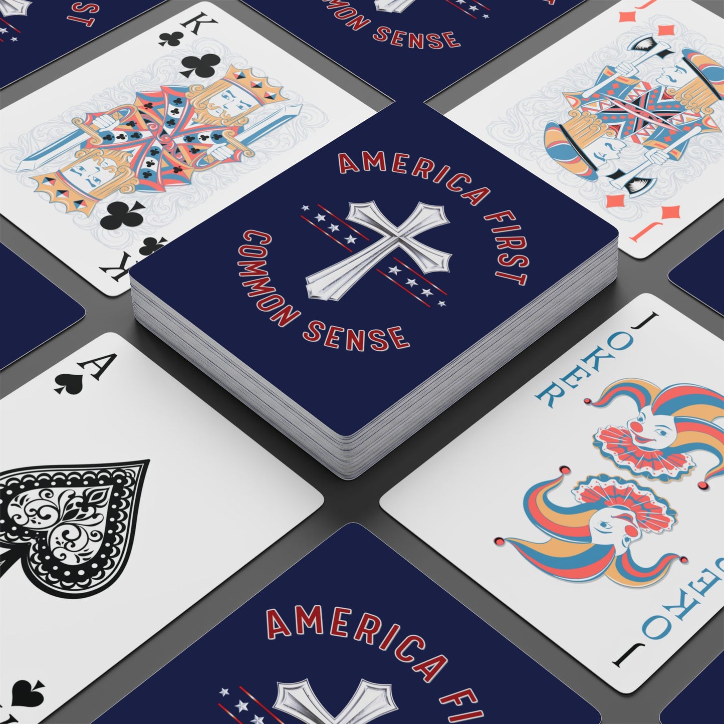 "America First - Common Sense", Political Playing Cards (Norway Blue)