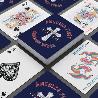 "America First - Common Sense", Political Playing Cards (Norway Blue)