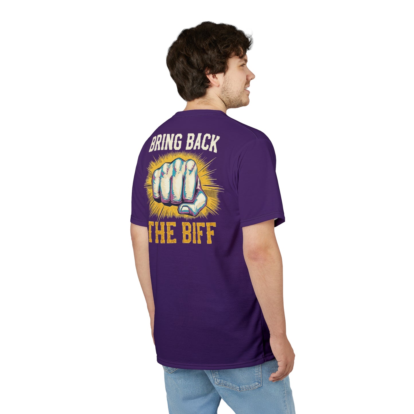 "Bring Back The Biff", Unisex T-shirt (Quandong Plum)