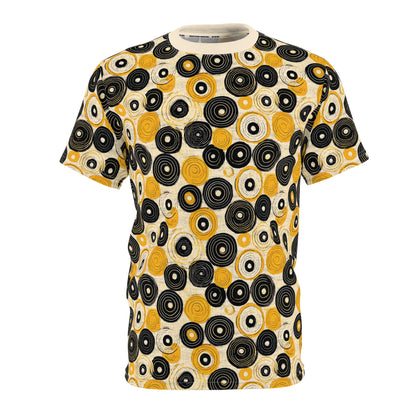 "Old 45's", Wearable Pattern Art Unisex Tee (Dough White Collar)