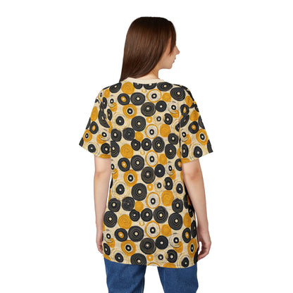 "Old 45's", Wearable Pattern Art Unisex Tee (Dough White Collar)