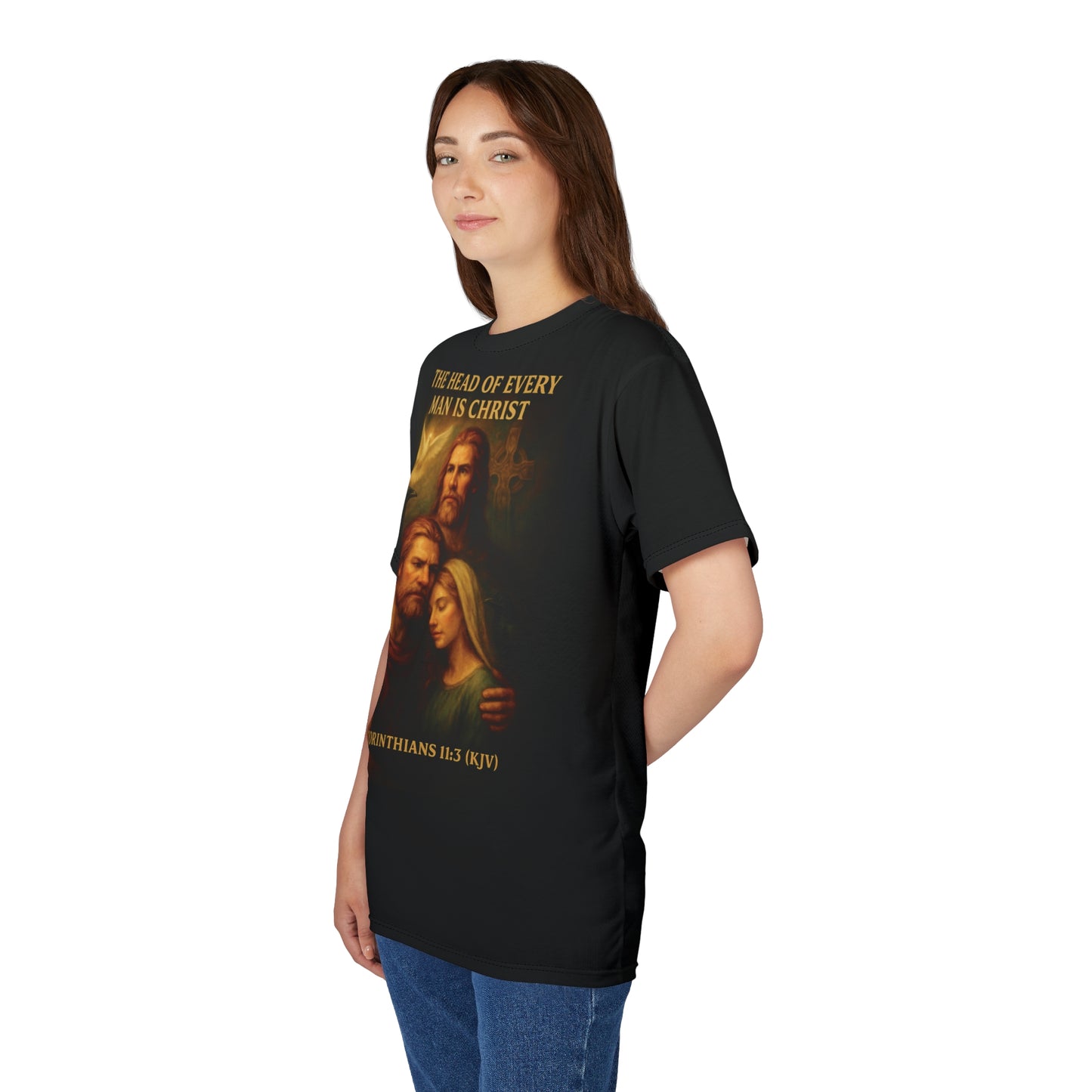 "1 Corinthians 11:3 (KJV)", Wearable Art Unisex T-shirt (Void Black)