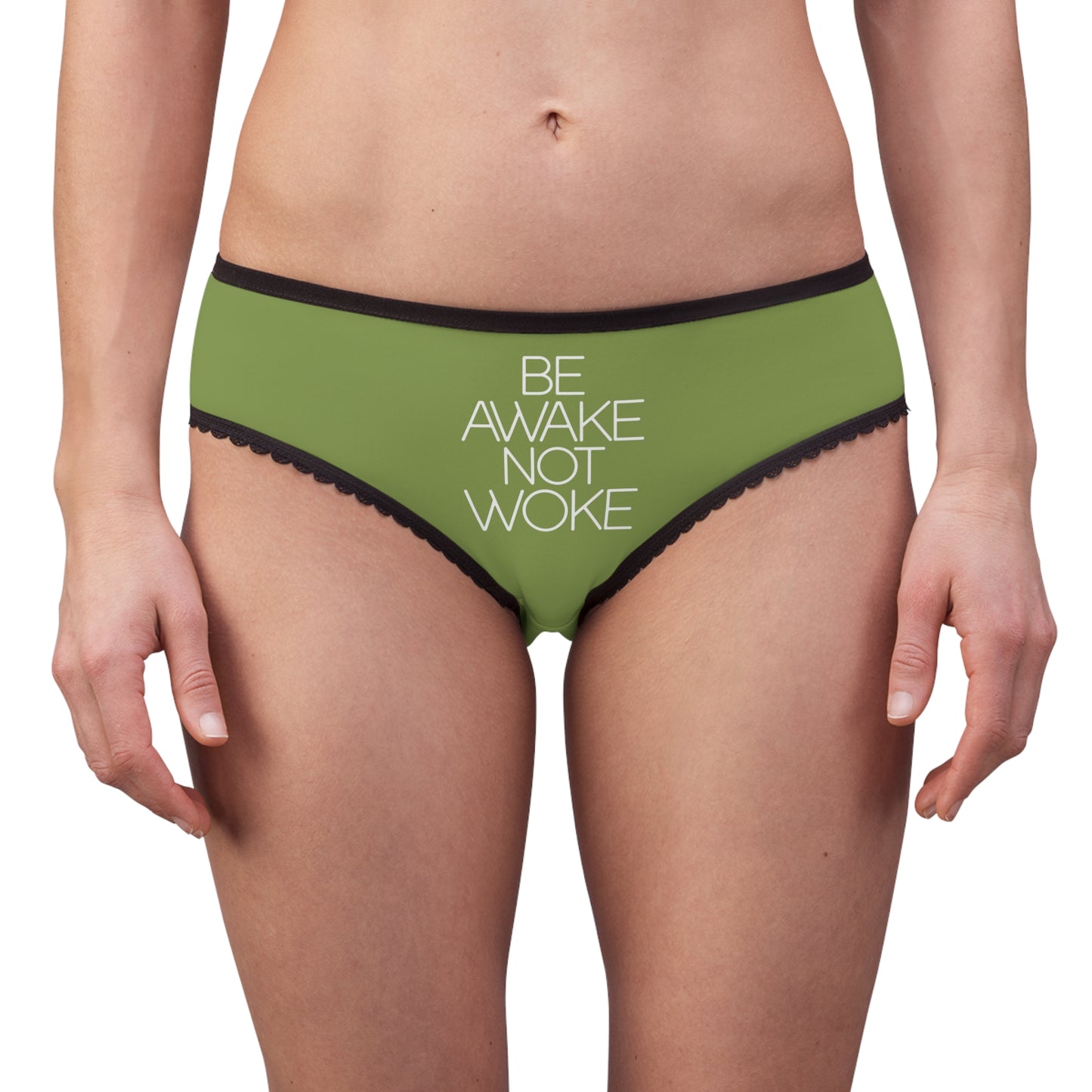 "Be Awake Not Woke" #2, Women's Briefs (Zombie Green)