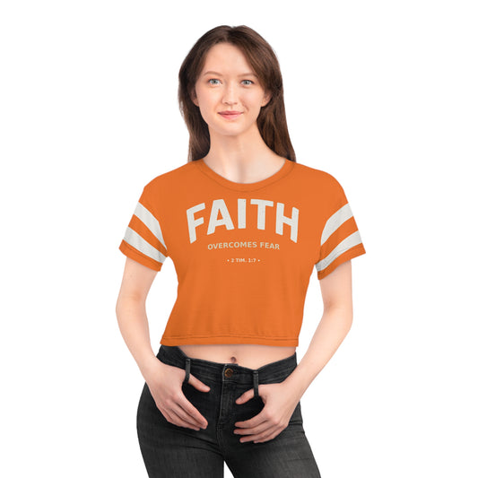 "Faith Overcomes Fear", Crop Tee (Pumpkin Orange)
