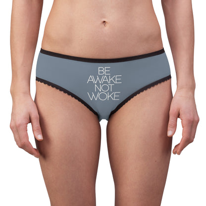 "Be Awake Not Woke" #2, Women's Briefs (Atlantic Grey)
