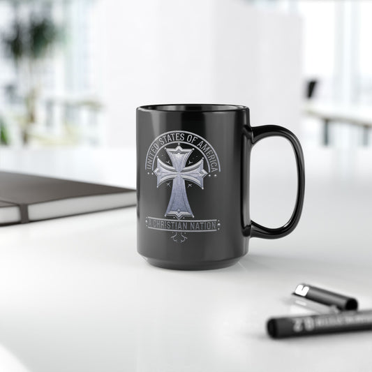 "USA - A Christian Nation" #02, Black Mug (11oz & 15oz)