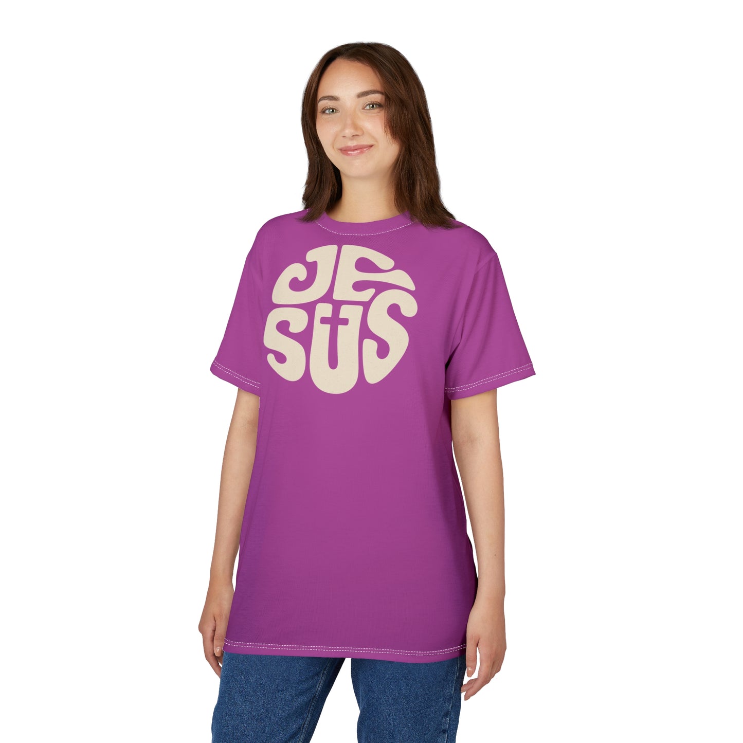 "Retro Jesus", Unisex T-shirt (Fuchsia)