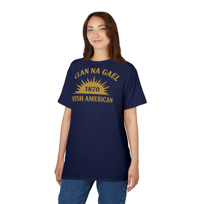 "Clan na Gael - Irish American", Unisex T-shirt (Mariana Blue)