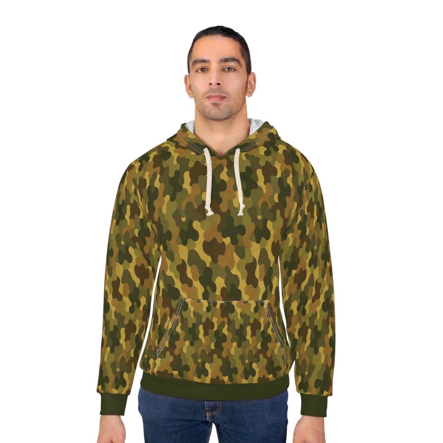 "SASR inspired Day-Ops Camouflage" Style 02, Unisex Wearable Art Pullover Hoodie (SASR Green Cuffs & Waist)