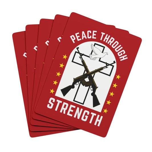 "Peace Through Strength" #01, Political Playing Cards (Blood Red)