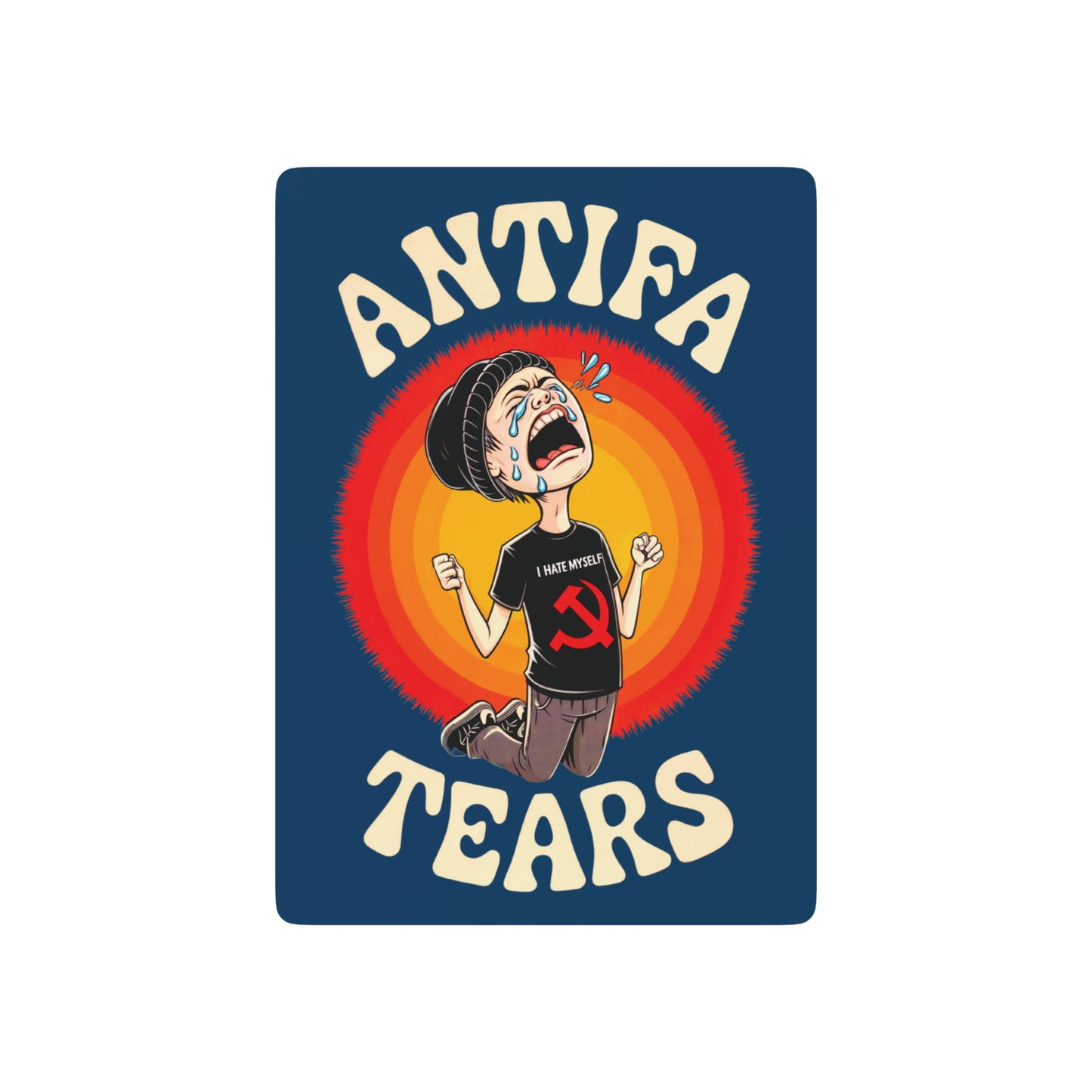 "Antifa Tears" #01, Political Playing Cards (Indigo Dye Blue)