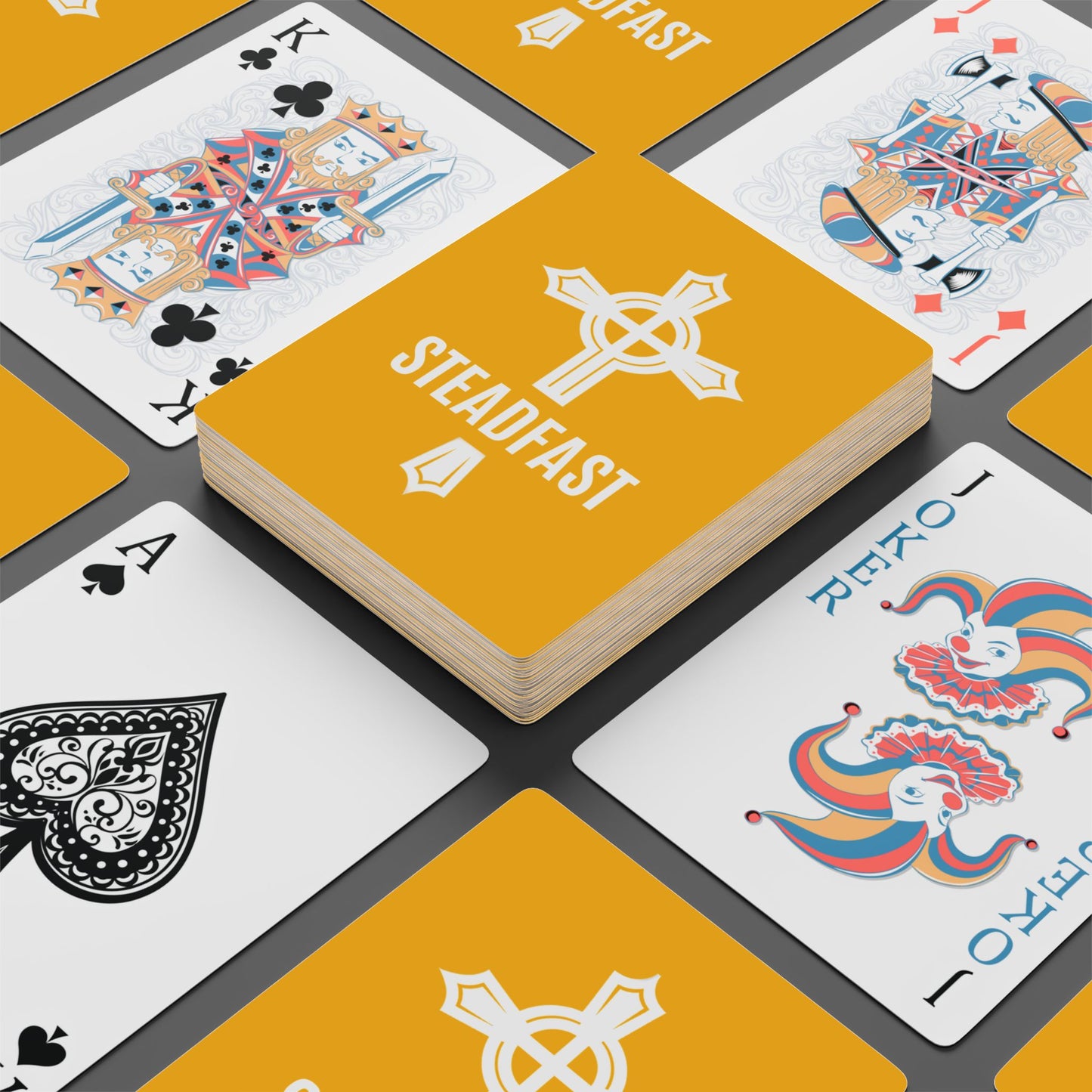 "Steadfast Cross", Christian Playing Cards (Amber Yellow)