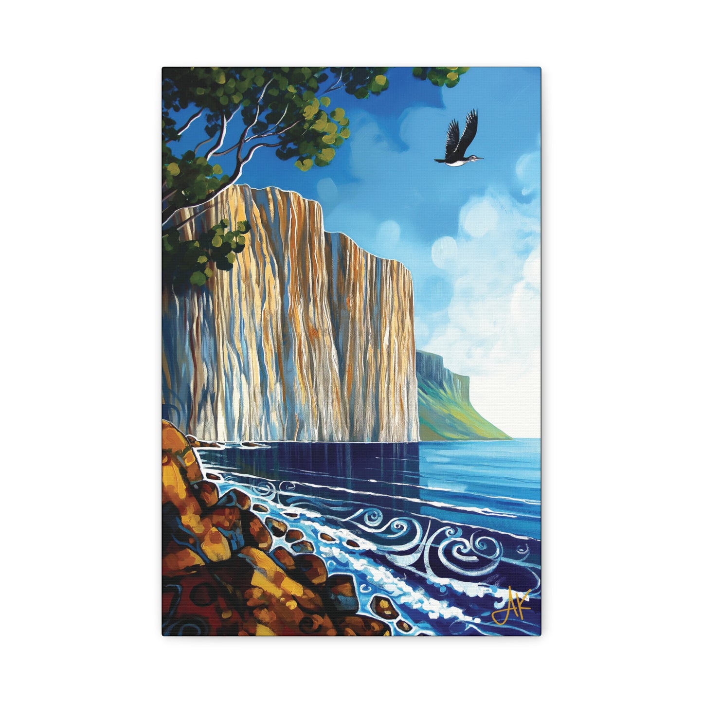 "Sky Kin IV – Gannet Over the Quiet Sound", Fine Art Matte Canvas, Stretched, 1.25"