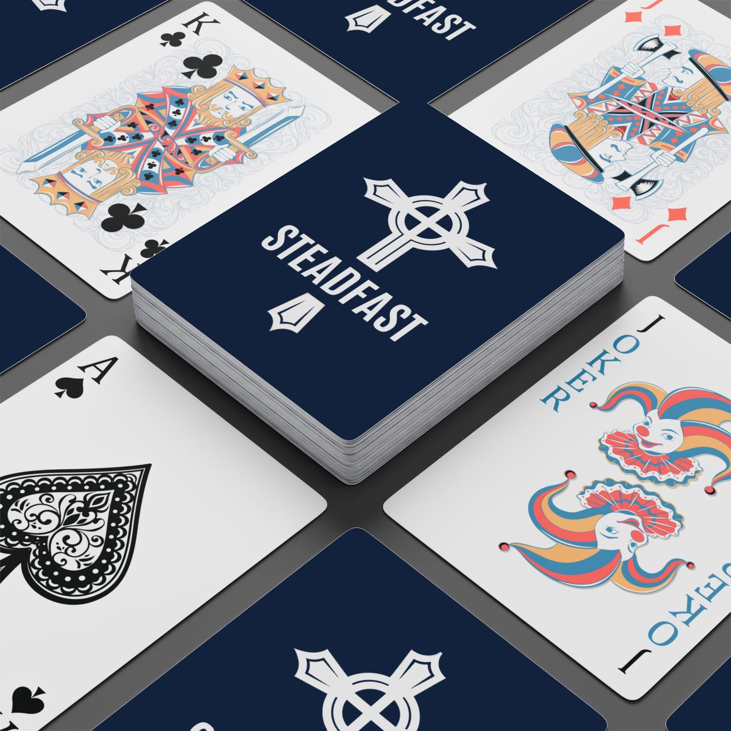 "Steadfast Cross", Christian Playing Cards (Cambridge Blue)