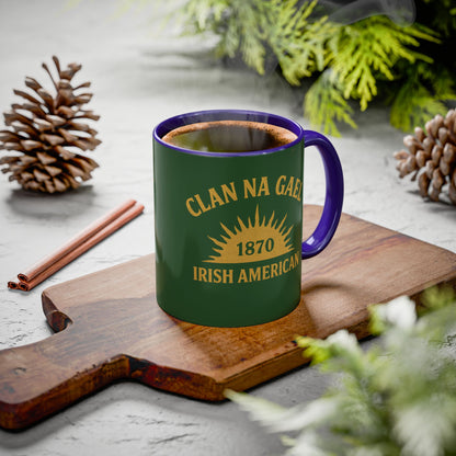 "Clan na Gael - Irish American", Colorful Mugs (11oz, 15oz) (Brithemain Green)