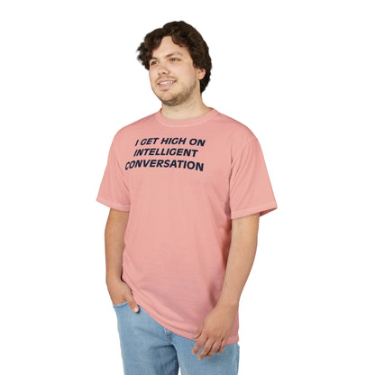 "Intelligent Conversation", Unisex T-shirt (Cherry Chip)