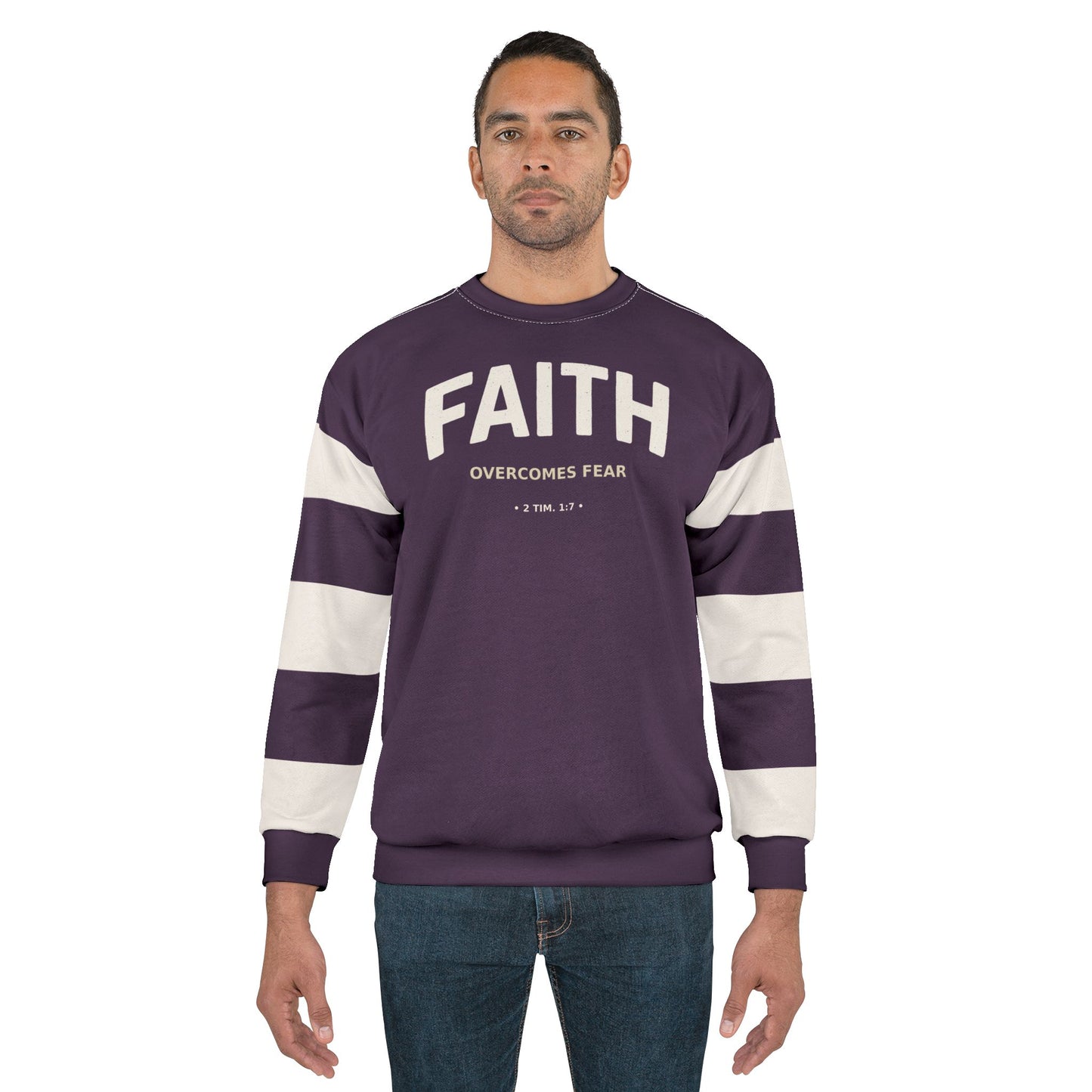 "Faith Overcomes Fear", Unisex Sweatshirt (Purple Nights)