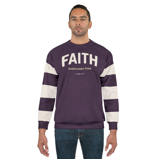 "Faith Overcomes Fear", Unisex Sweatshirt (Purple Nights)