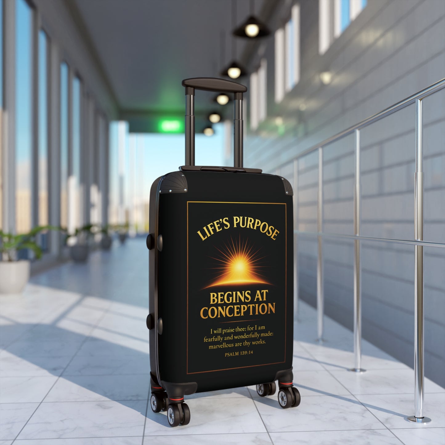"Life's Purpose, Psalm 139:14", Suitcase (Righteous Black)