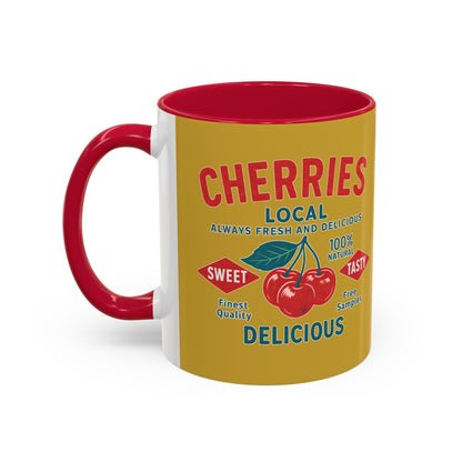 "Delicious Cherries", Colorful Mugs (11oz, 15oz) (Forgelight Gold)
