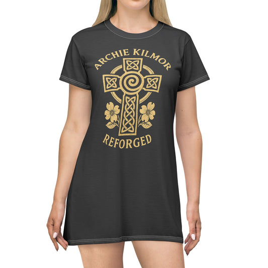 "Archie Kilmor Cross - Reforged" #01, Wearable Art T-Shirt Dress (Matte Black)