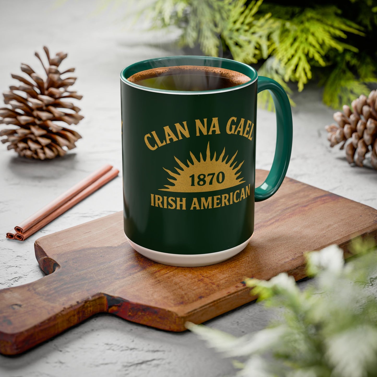 "Clan na Gael - Irish American", Colorful Mugs (11oz, 15oz) (Fenian Green)