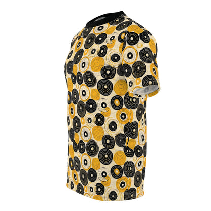 "Old 45's", Wearable Pattern Art Unisex Tee (70's Black Collar)
