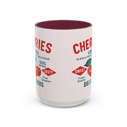 "Delicious Cherries", Colorful Mugs (11oz, 15oz) (Sea Salt Sherbet)