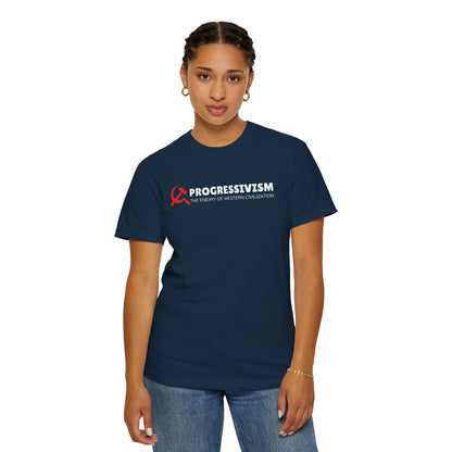 "Progressivism - Enemy of Western Civilization", Unisex T-shirt (Dark Colors)