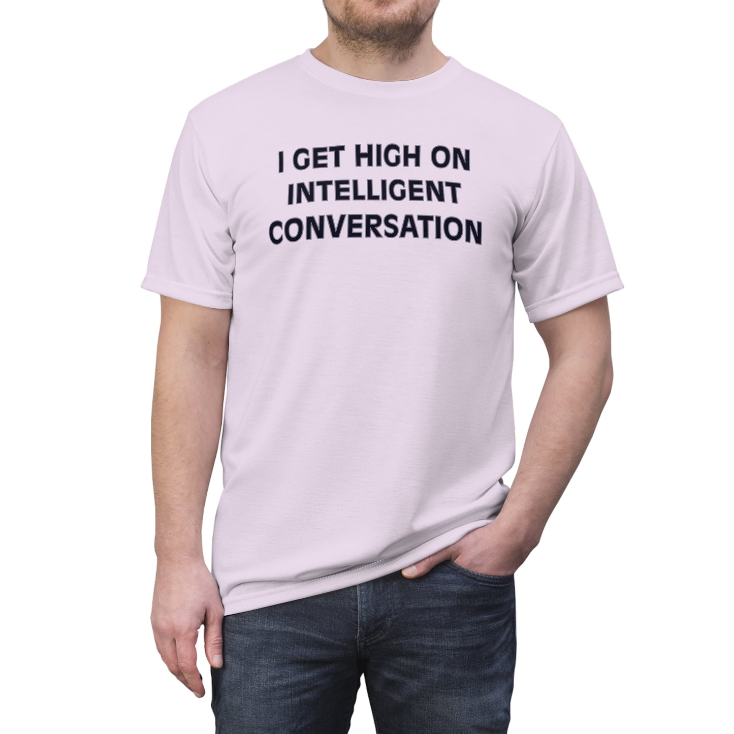 "Intelligent Conversation", Unisex T-shirt (Sheer Lavender)