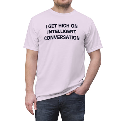 "Intelligent Conversation", Unisex T-shirt (Sheer Lavender)