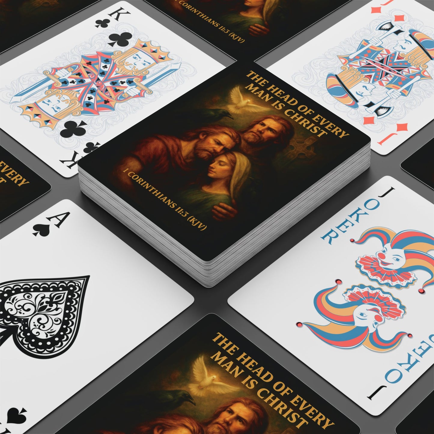 "1 Corinthians 11:3 (KJV)", Retro Playing Cards (Void Black)