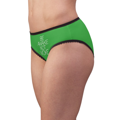 "Be Awake Not Woke" #2, Women's Briefs (Lime Green)