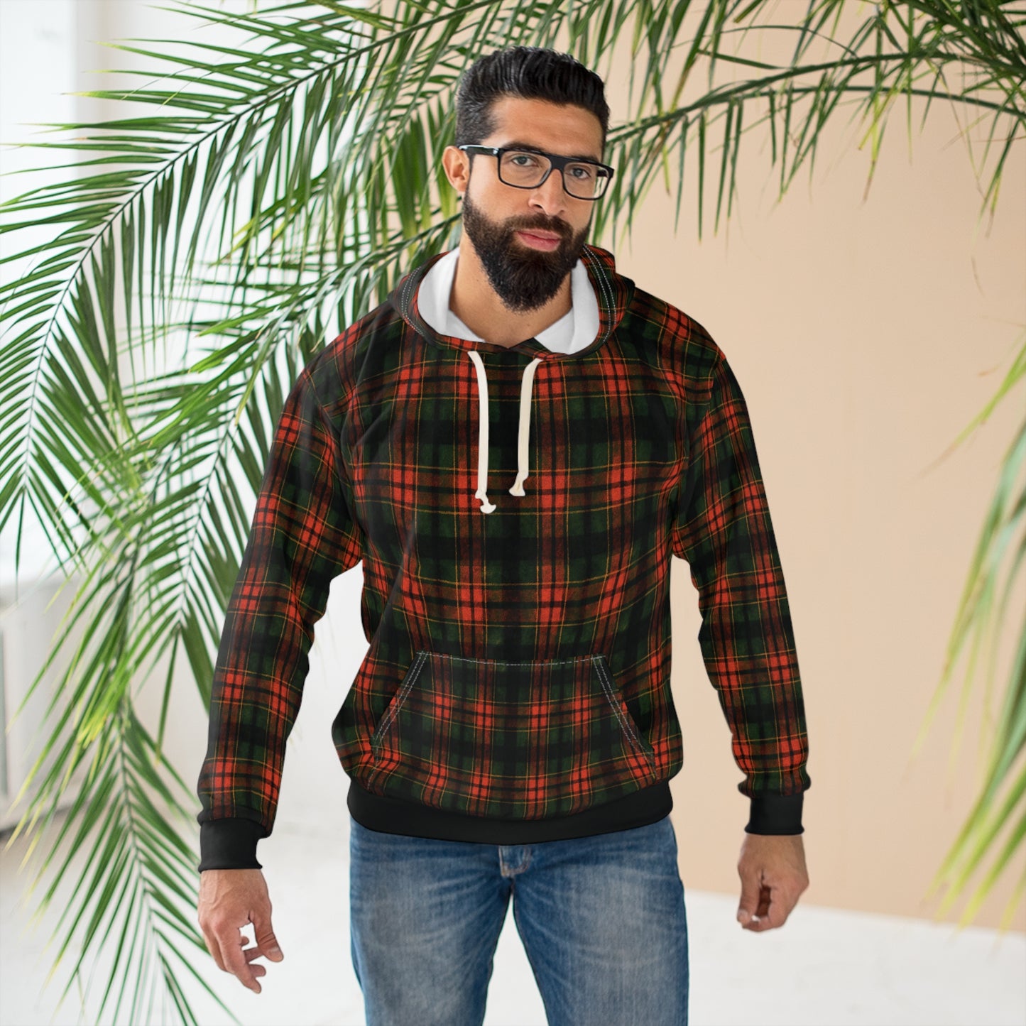 "Kilmor Brieve Tartan", Unisex Wearable Art Pullover Hoodie