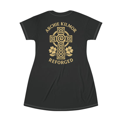 "Archie Kilmor Cross - Reforged" #01, Wearable Art T-Shirt Dress (Moonless Black)