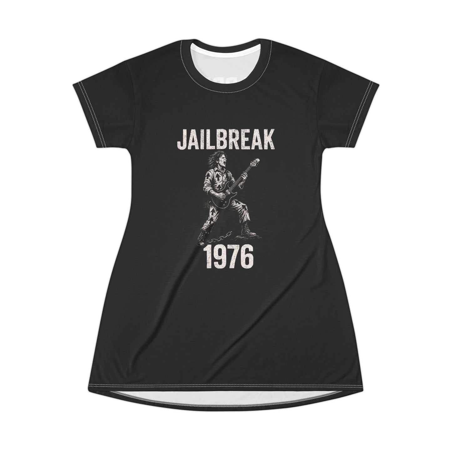 "Jailbreak 1976", T-Shirt Dress (70's Black)