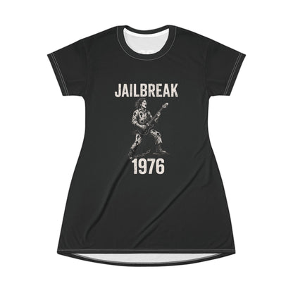 "Jailbreak 1976", T-Shirt Dress (70's Black)