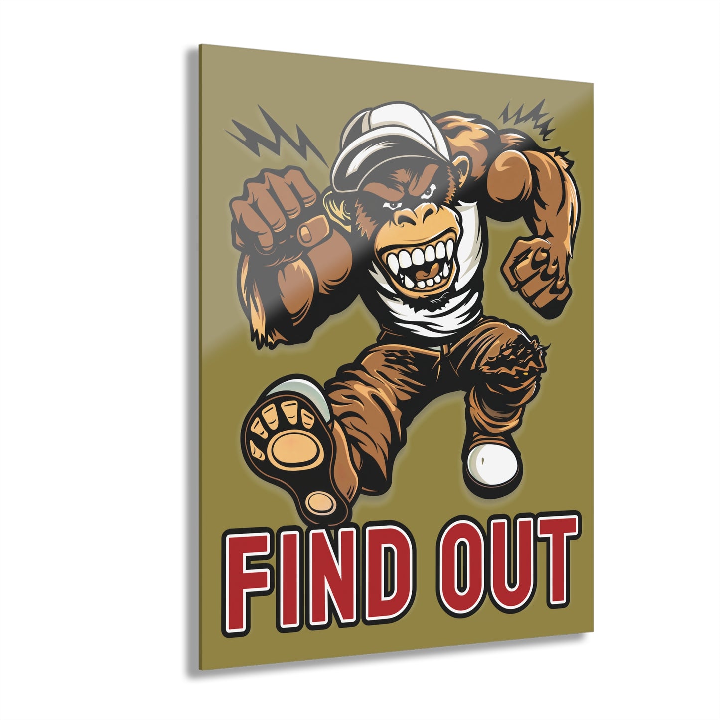 "Find Out", Acrylic Wall Prints (French Cleat Hanging) (Camouflage Yellow)