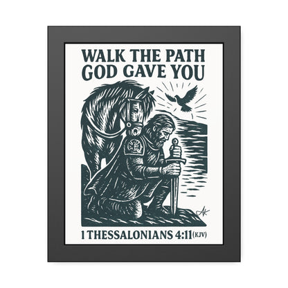 "1 Thessalonians 4:11 (KJV)", Framed Paper Poster (Porcelain White)