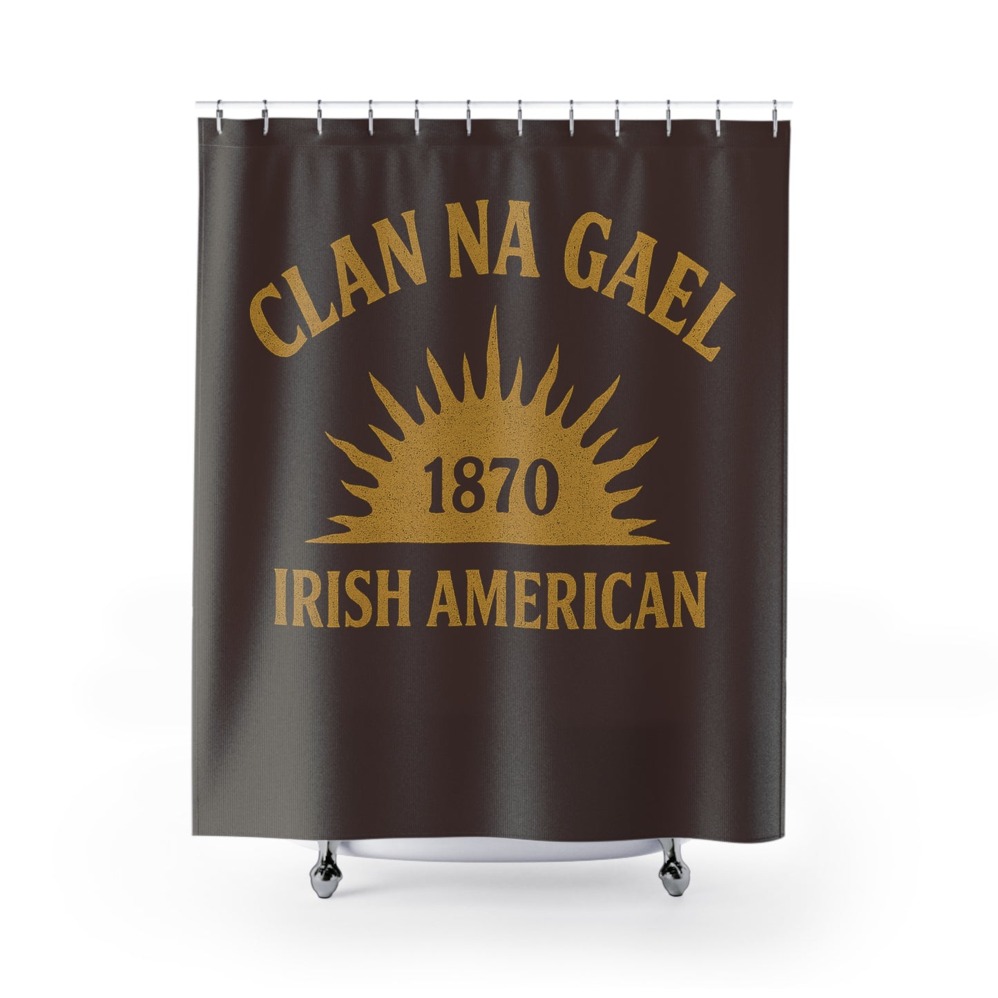 "Clan na Gael - Irish American", Shower Curtains (Wild Boar Brown)
