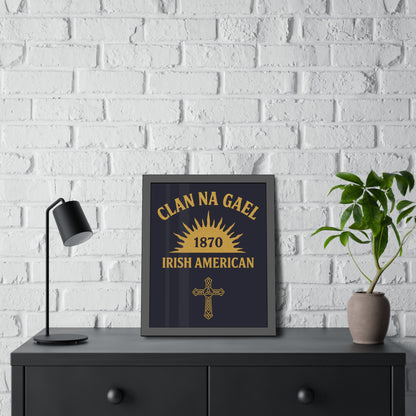 "Clan na Gael - Irish American", Framed Paper Poster (Black Rock Blue)